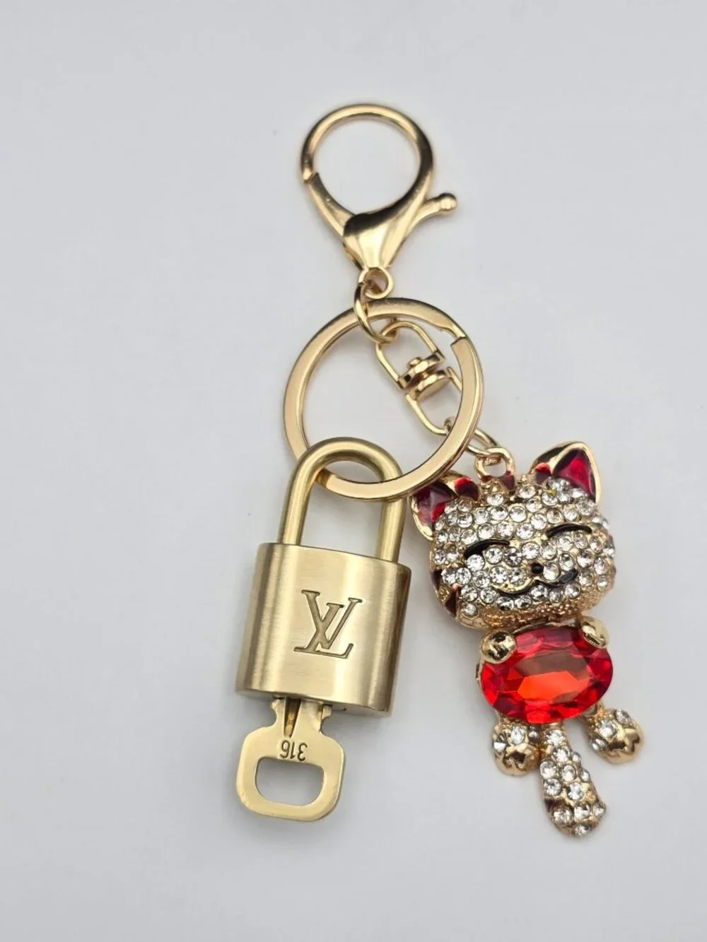 Authentic LV Gold Padlock & Key 🔑 Unbranded Cat Bag Charm / Keychain Combo